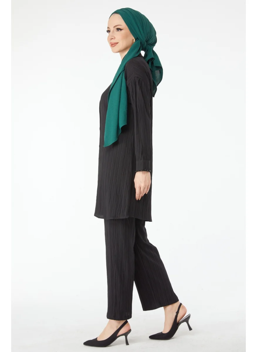 Tofisa 24505-BLACK Beaded Detailed Two Piece Suit
