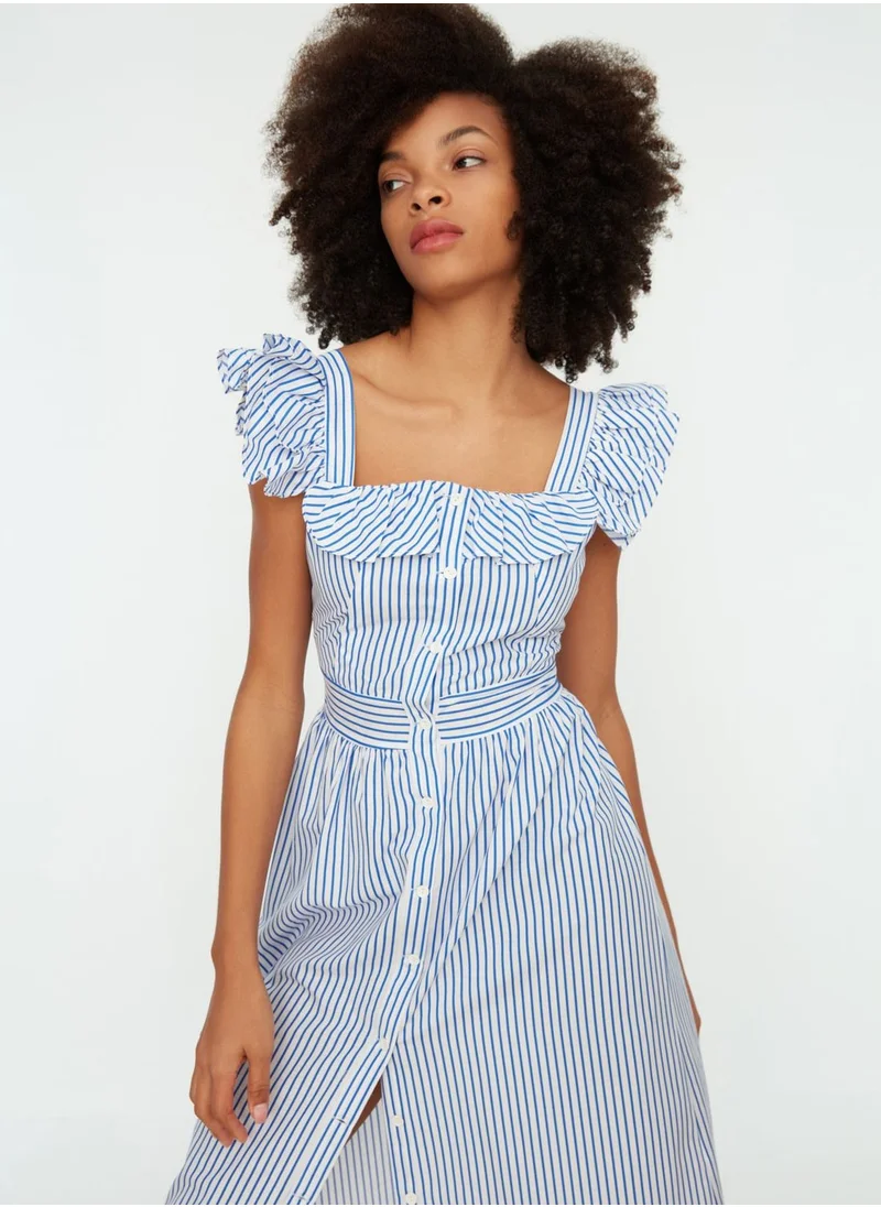 trendyol Ruffle Detail Button Down Dress