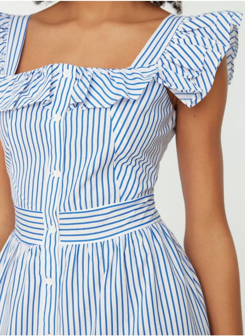trendyol Ruffle Detail Button Down Dress