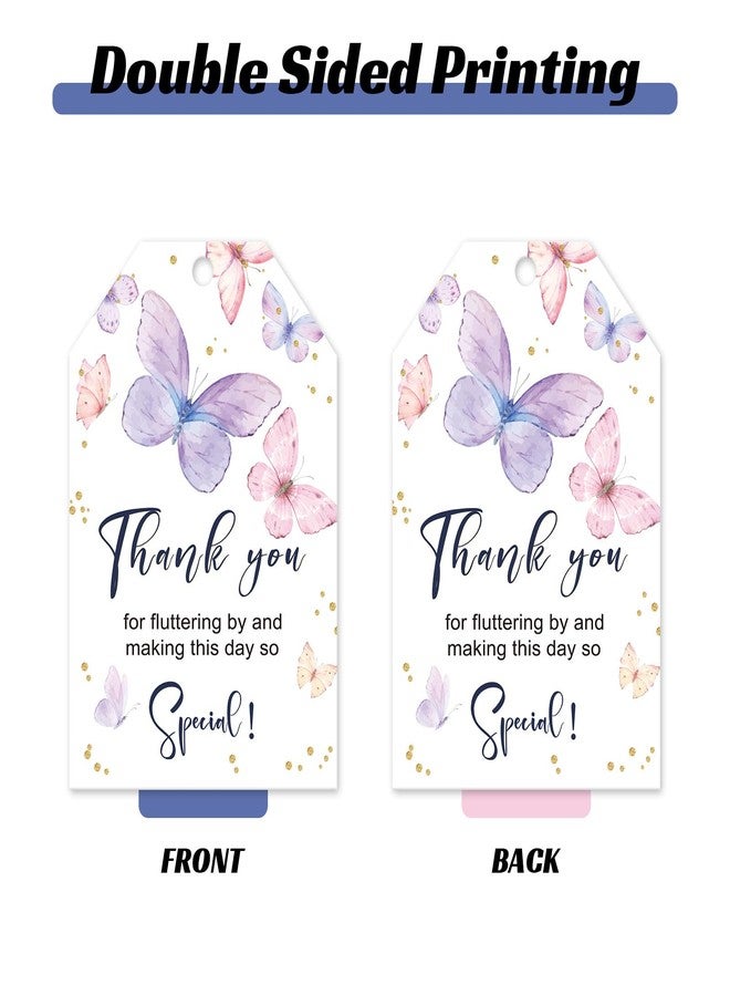 BOBYIYI 50pcs Butterfly Thank You Tags Floral Gift Tags with String for Wedding Party Wildfloral Butterfly Birthday Favor Tags Baby Shower Birthday Bridal Shower Party Favors - Image 3