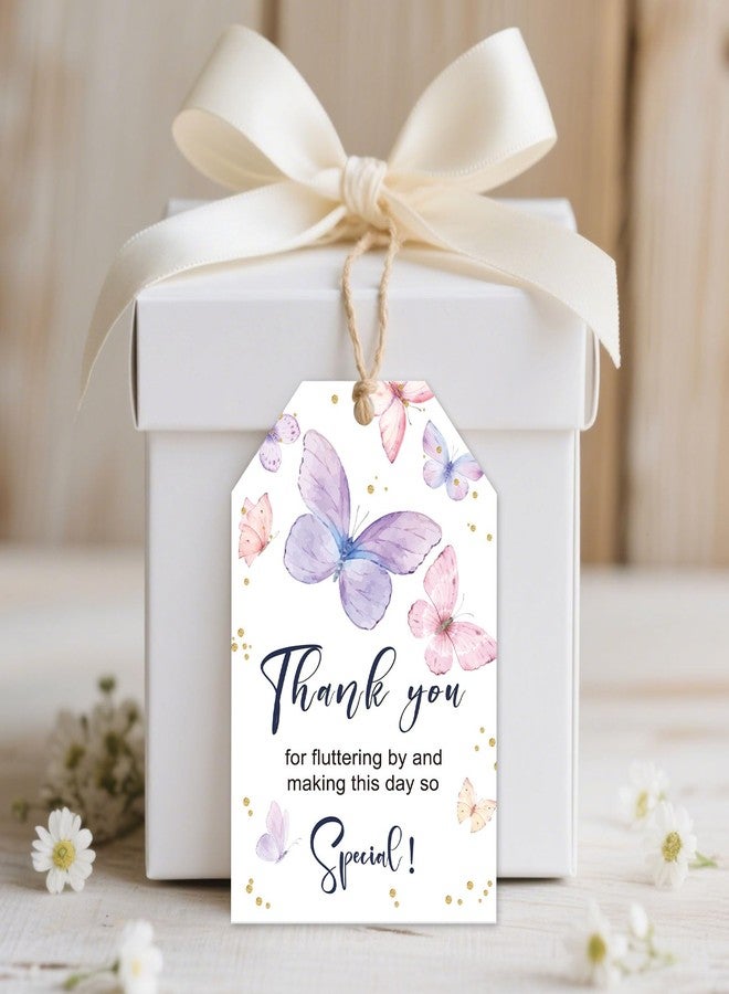 BOBYIYI 50pcs Butterfly Thank You Tags Floral Gift Tags with String for Wedding Party Wildfloral Butterfly Birthday Favor Tags Baby Shower Birthday Bridal Shower Party Favors - Image 5