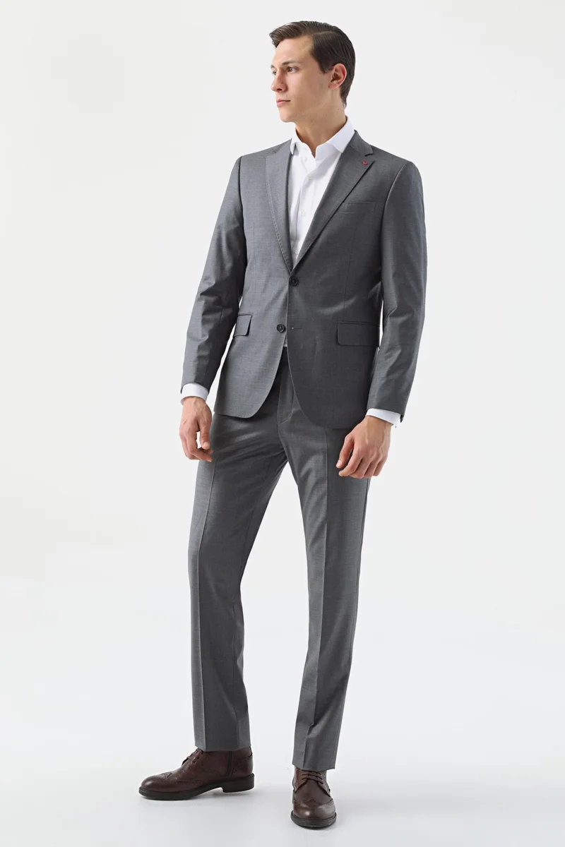 D'S DAMAT Ds Groom Slim Fit Gray Plain Suit