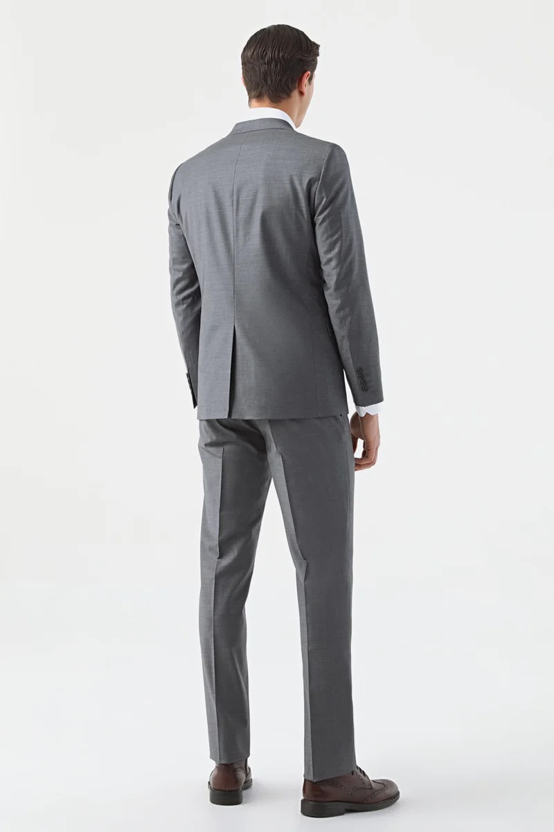D'S DAMAT Ds Groom Slim Fit Gray Plain Suit