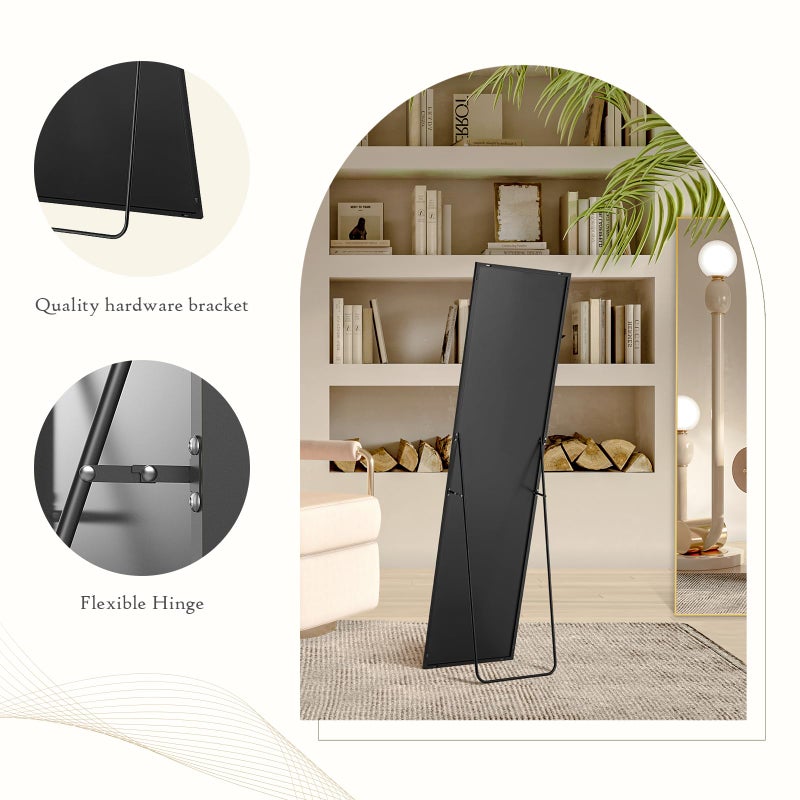 Aidoly Mirror Full Length, Upgraded 16"x59" Body Wall Mirrors with Shatter-Proof Glass, Floor Standing, Hanging or Leaning, Tall Mirror with Stand Aluminum Alloy Frame for Bedroom, Black - Image 4