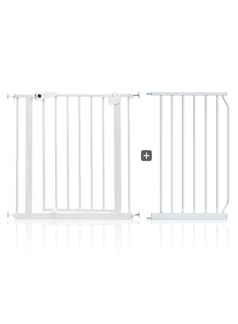 BabySafe بوابة أمان معدنية للأطفال مع امتداد 45 سم - أبيض - Image 1