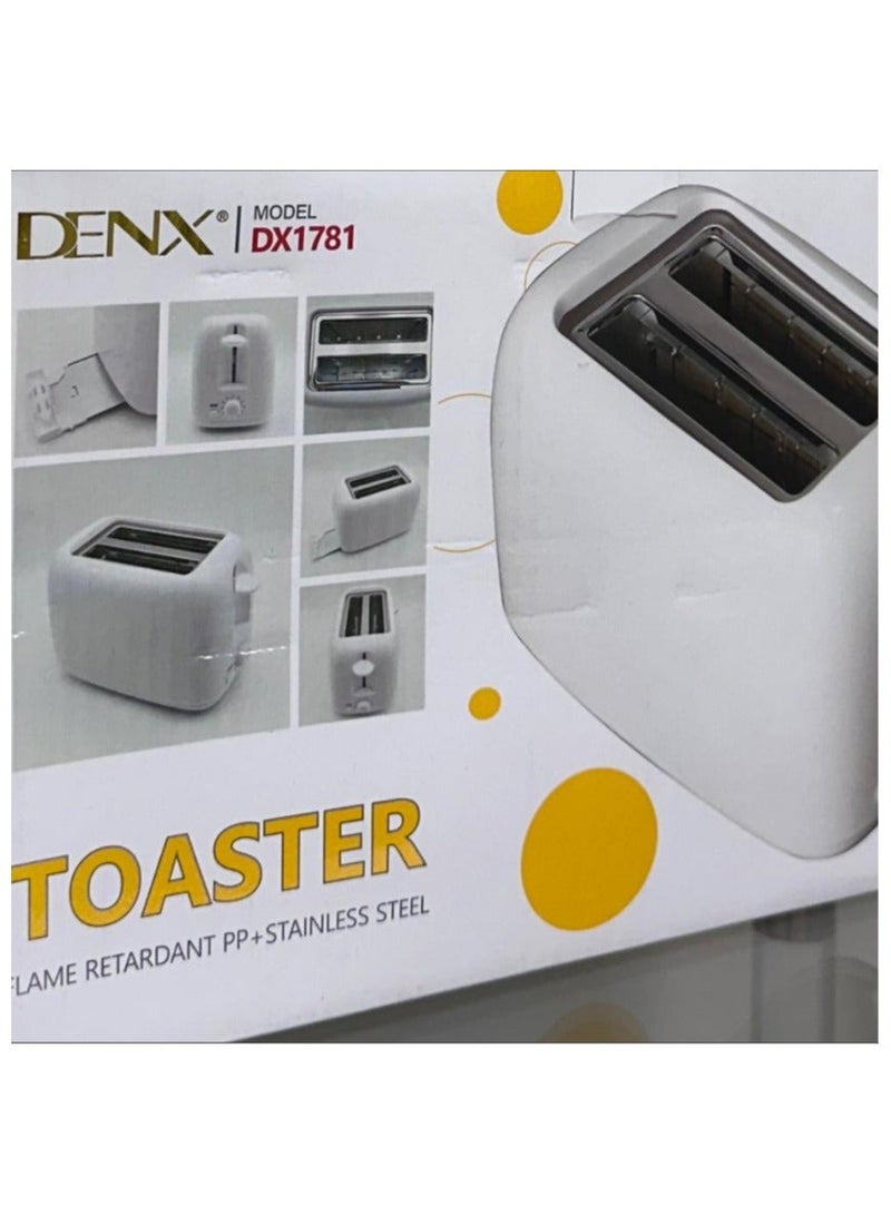 Denx 2-Slice Bread Toaster, 650 Watts, White - Image 1
