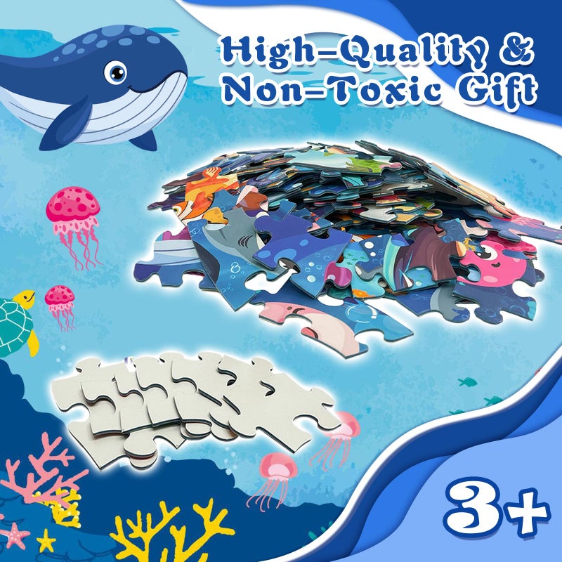 TALGIC Puzzles for Kids Ages 4-6, Large 70 Piece Round Ocean Floor Puzzles, Kids Puzzles 4-6 with Colorful Underwater World, Educational Learning Toys for 3, 4, 5, 6, 7, 8 - Image 4