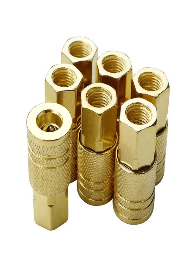 JS TOOLS Grehge eces Female Air Coupler Set, 1/4 Inch NPT Thread and Body Size Quick Connect Air Tool, Industrial Grade M-Style Coupler with Brass Finish for Quickly and Safely Disconnect Air Hose - Image 1