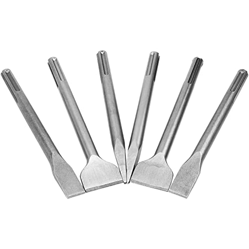 APACALI 6 Pcs SDS Max Bits Chisel Set Hammer Drill Chisel Set 3/4 inch Masonry Concrete Chisel Drill Bits, 11-inch Length Rotary Hammer Chisel Bits Including 50mm Wide Chisel, 25mm Flat Chisel, Point Chisel - Image 1