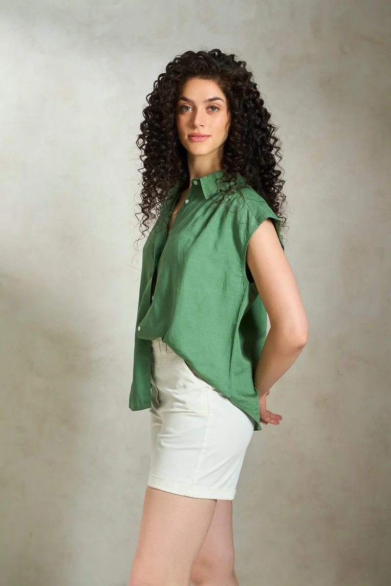 Virgio  VIRGIO Linen Collared Top for Women | Best Price UAE
