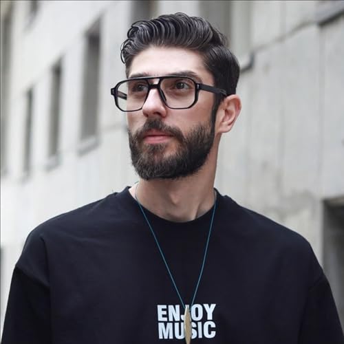 PORADAY Blue Light Blocking Glasses for Women Men 70s Retro Square Aviator Eyeglasses Rectangle Computer Eyewear(Light Brown) - Image 2