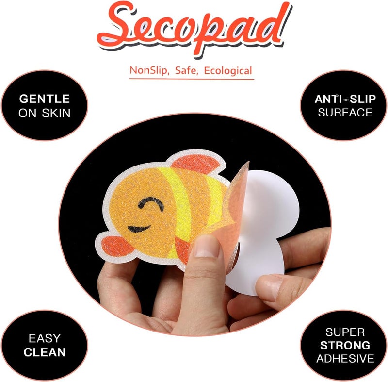 Secopad Non Slip Bathtub Stickers, 20pcs Submarine Sea Creature Adhesive Kids Anti Slip Decal Treads for Shower and Bath Tub with Premium Scraper - Image 2