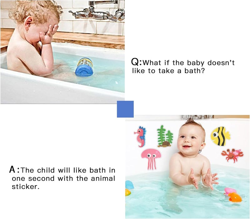 Secopad Non Slip Bathtub Stickers, 20pcs Submarine Sea Creature Adhesive Kids Anti Slip Decal Treads for Shower and Bath Tub with Premium Scraper - Image 3