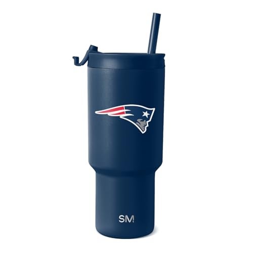Simple Modern Officially Licensed NFL New England Patriots 30 oz Tumbler with Flip Lid and Straws Insulated Cup Stainless Steel Gifts for Men Women Trek Collection New England Patriots - Image 1