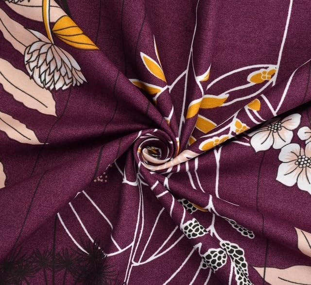Subtlespreads XXL Premium Cotton Feel Super King Size Printed Bedsheets for Double Bed with 2 Pillow Covers - Bed Sheets for Bedroom (Purple Plants, Super King 108x108), 200 TC - Image 3