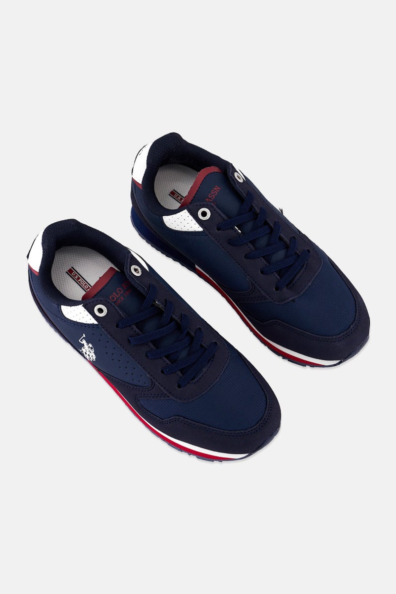 U.S. Polo Assn. Kids Boy Eco Suede-Nylon Lace Up Casual Shoes, Navy Blue  - Image 4
