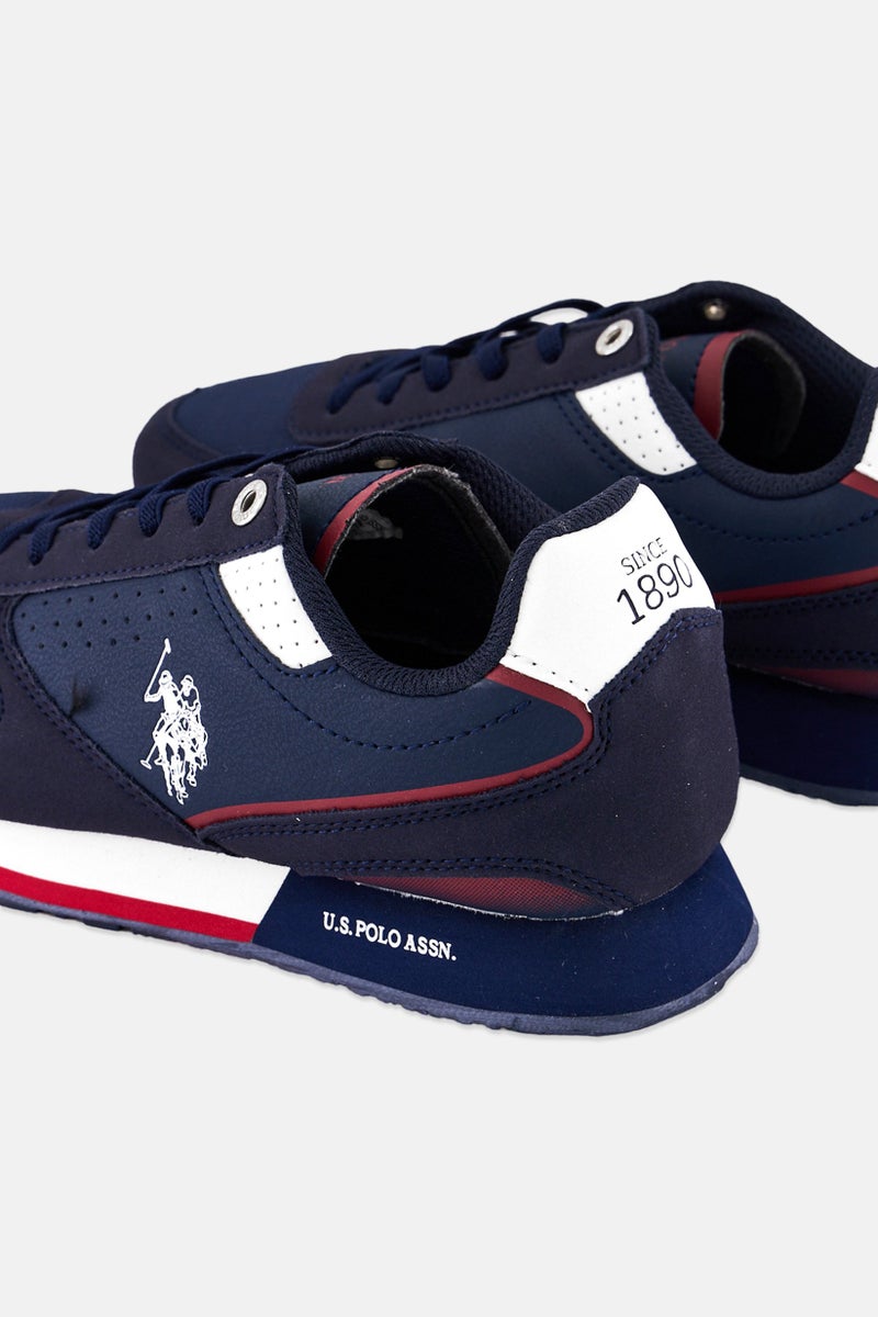 U.S. Polo Assn. Kids Boy Eco Suede-Nylon Lace Up Casual Shoes, Navy Blue  - Image 2