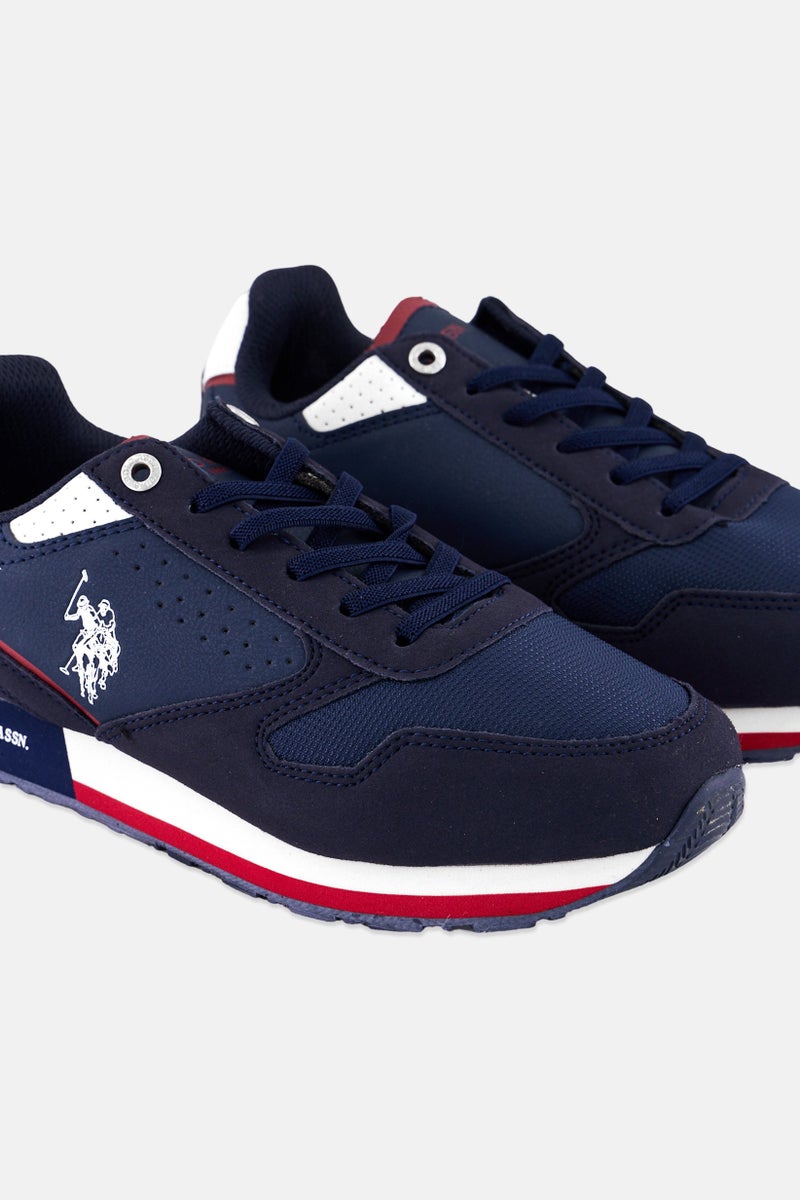 U.S. Polo Assn. Kids Boy Eco Suede-Nylon Lace Up Casual Shoes, Navy Blue  - Image 3