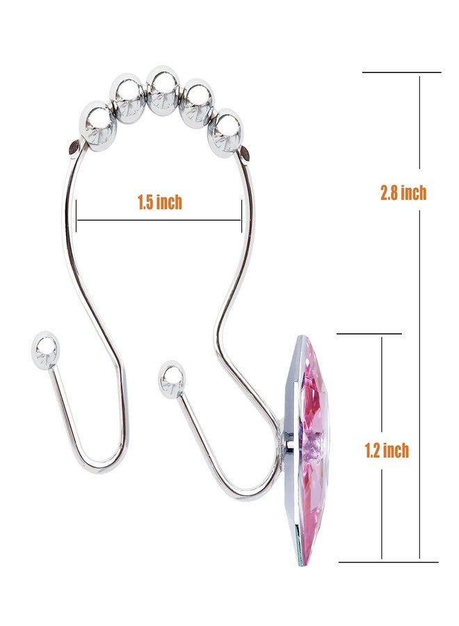 Yapicoco Shower Curtain Hooks Rings for Bathroom, 12PCS Valentines Day Heart Stainless Steel Rust Resistant Decorative Rhinestones Double Shower Hooks Hangers for Shower Curtains, Clothing, etc. - Image 3
