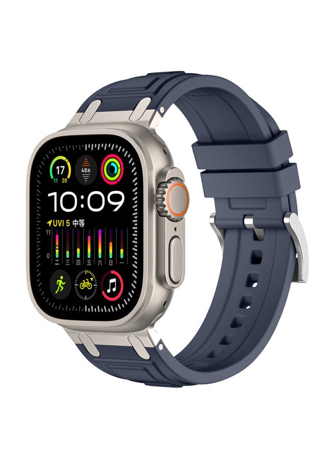 For AppleWatch Strap Ultra2 Triple Armor Silicone Strap For AppleWatch10 Strap-Color:07#Blue Gray-Specifications:38/40/41/42mm