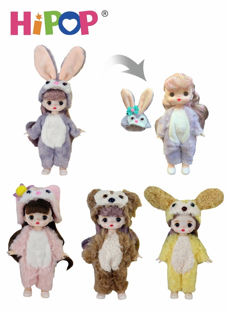 HIPOP Four Pack Dressable Doll Set, Doll Girl,17CM Simulation Exquisite Plush Toy,Birthday Gift - Image 1