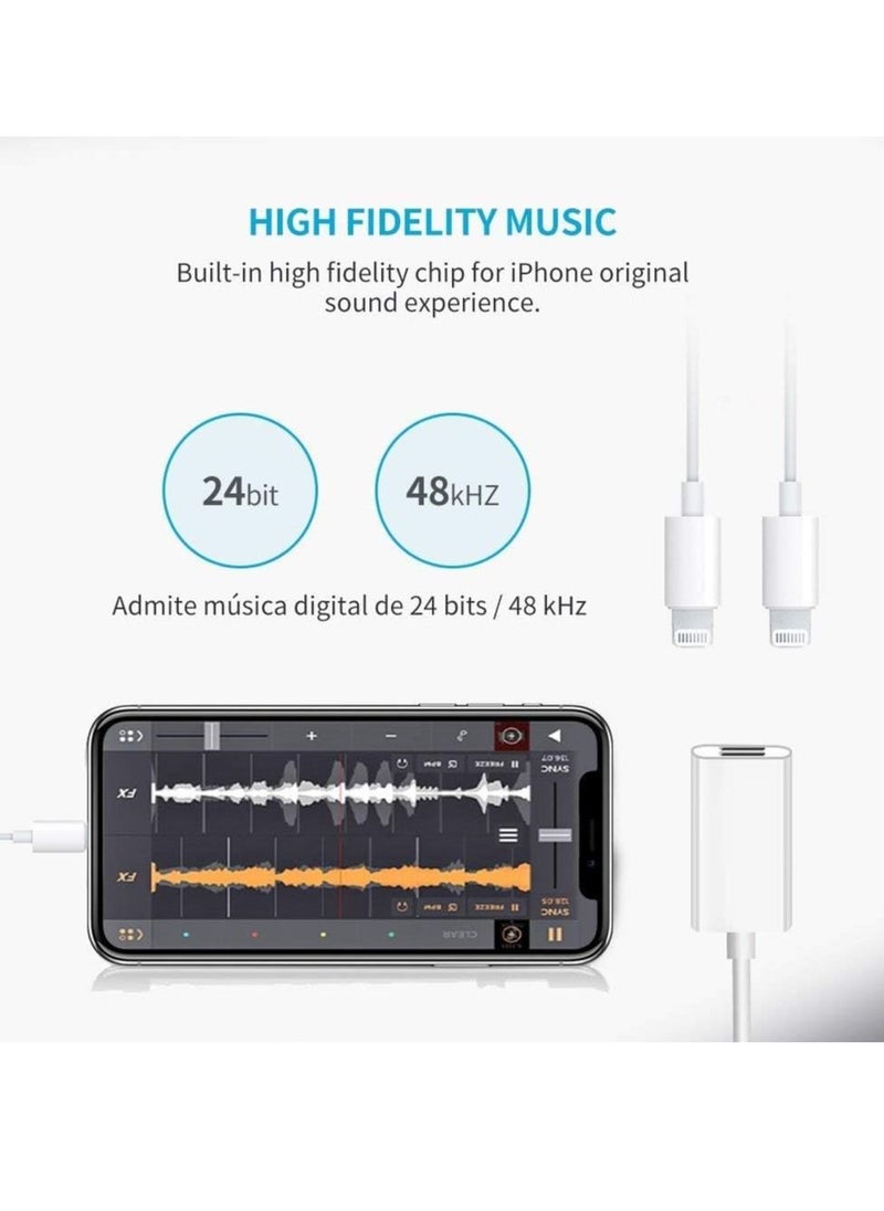 Generic - Dual Lightning adapter & Splitter, Headphone audio & Charge adapter Compatible with iPhone 7/7 Plus, iPhone 8/8 Plus, - Image 1