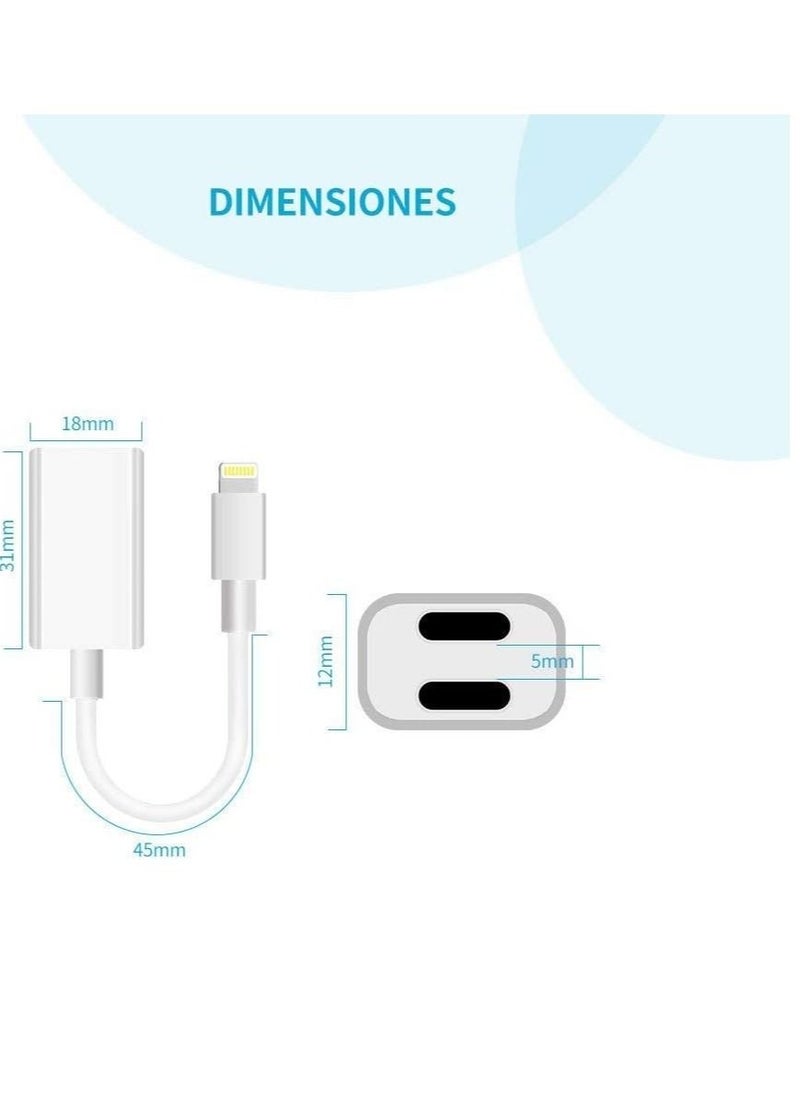 Generic - Dual Lightning adapter & Splitter, Headphone audio & Charge adapter Compatible with iPhone 7/7 Plus, iPhone 8/8 Plus, - Image 1
