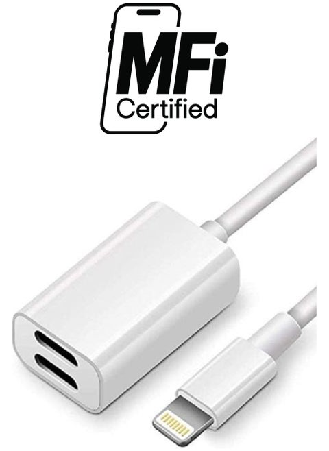 Dual Lightning adapter & Splitter, Headphone audio & Charge adapter Compatible with iPhone 7/7 Plus, iPhone 8/8 Plus,