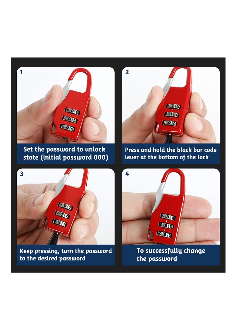 SOLARAE Luggage Locks, Password Travel Lock 3 Digit Sliding Colour Combination Padlocks for Travel Bag Suitcases Backpacks Storage Cabinets (6 Colors) - Image 4