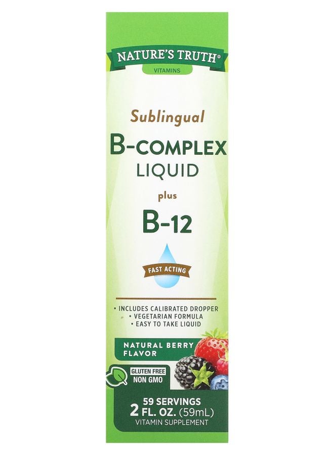 Vitamins Sublingual B-Complex Liquid Plus B-12 Natural Berry 2 fl oz (59 ml)