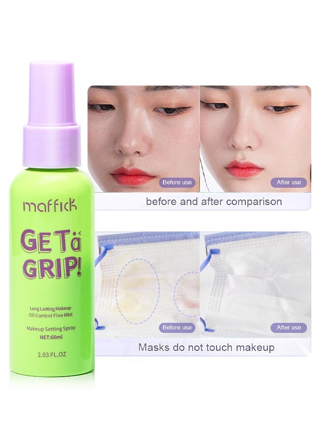 مافيك احصلي على مكياج طويل الأمد ، بخاخ تثبيت مكياج رذاذ ناعم للتحكم في الزيت ، مع بريق ناعم ، بخاخ مرطب للوجه لتثبيت المكياج وتنشيط البشرة ، يهدئ ويرطب ، جميع أنواع البشرة - Image 1