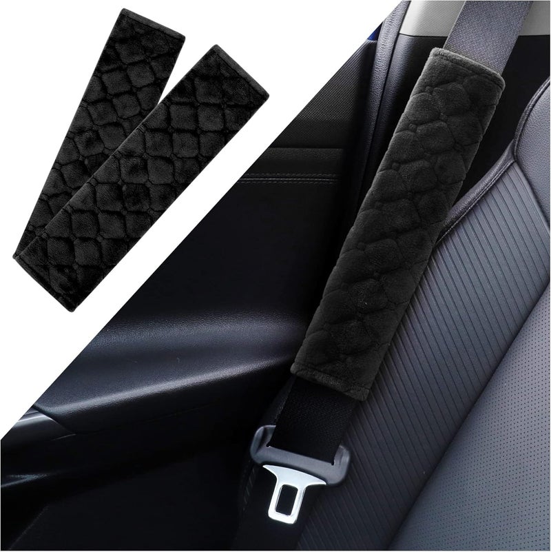 Turcee 2 PCS Auto Seatbelt Covers Soft Seat Belt Cushion,Anti-Friction for a Comfortable Driving,Car Accessories for Men/Women/Kid,Fit with All Cars and Backpacks (Black) - Image 2