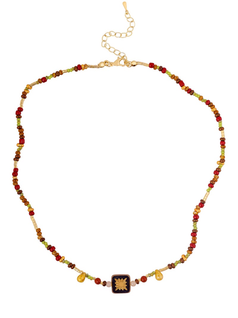 MINACHI Colorful Beaded Choker Necklace, Vintage Style, Simple Minimalist Jewelry for Women - Image 1