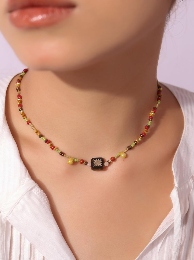 MINACHI Colorful Beaded Choker Necklace, Vintage Style, Simple Minimalist Jewelry for Women - Image 4