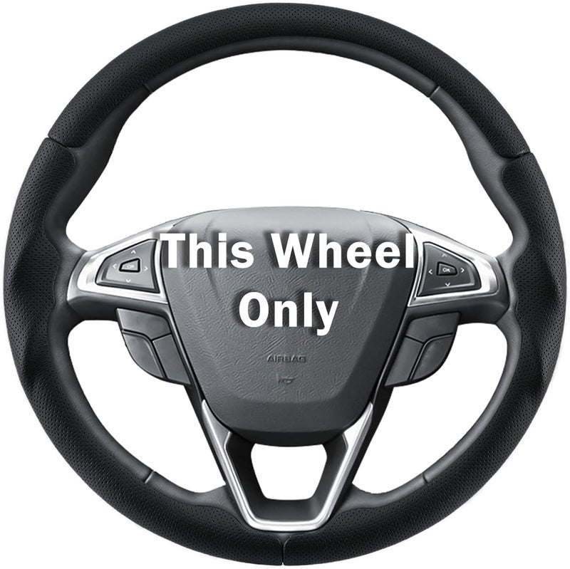 Aotoyou غطاء عجلة القيادة لسيارات Ford Fusion 2013-2020/ Edge 2015-2024، مزود بحماية إضافية (جلد أسود مثقوب) - Image 1