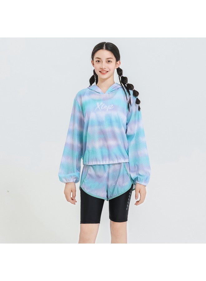 إكستيب مجموعة ملابس سباحة ثلاثية القطعة عالية الجودة للفتيات، ملابس سباحة منفصلة للأطفال الكبار، ملابس سباحة لعطلة الشاطئ واللعب في الماء - Image 4