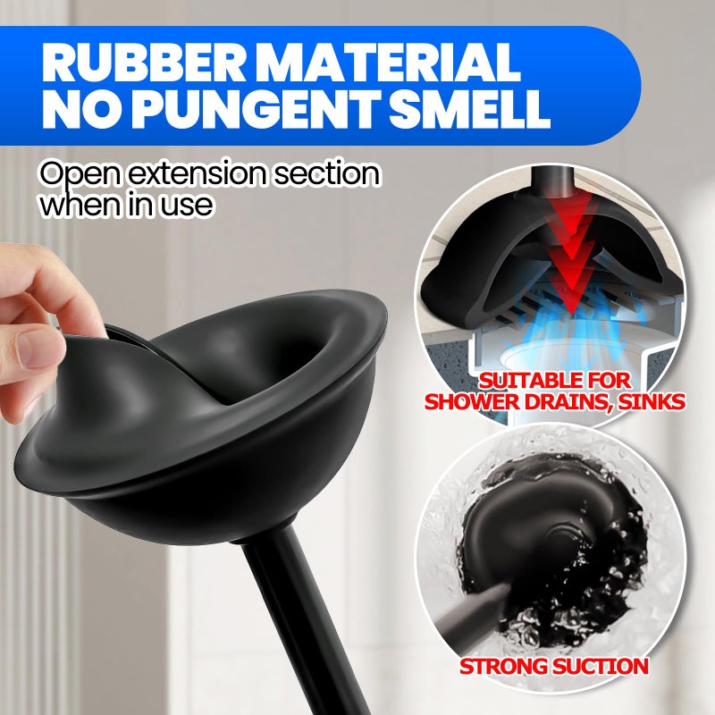 Denvlex 2Pack 2 in 1 Toilet Brush and Plunger Set, Extended Handle Plunger,Toilet Bowl Brush Plunger Set,Bathroom Cleaning Tools,Cleaning Brush,Toilet Brush Plunger Combo(Bright Black) - Image 4