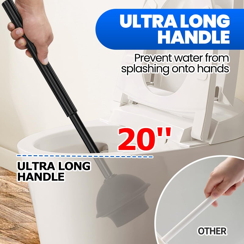 Denvlex 2Pack 2 in 1 Toilet Brush and Plunger Set, Extended Handle Plunger,Toilet Bowl Brush Plunger Set,Bathroom Cleaning Tools,Cleaning Brush,Toilet Brush Plunger Combo(Bright Black) - Image 5
