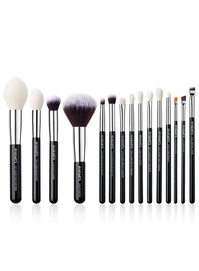 Hearts Professional Makeup Brush Set 15pcs Face & Eye Brushes - Image 5
