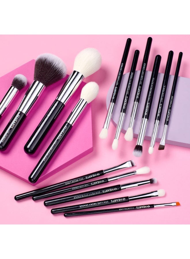 Hearts Professional Makeup Brush Set 15pcs Face & Eye Brushes - Image 1
