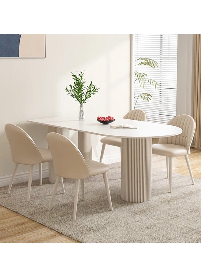 fashionhome طاولة طعام بتصميم حديث قطعة واحدة للمطبخ، طاولة غرفة الطعام البيضاء، غرفة الطعام، المطبخ، غرفة المعيشة، طاولة القهوة الترفيهية، مقاس 120 × 60 × 75 سم - Image 2