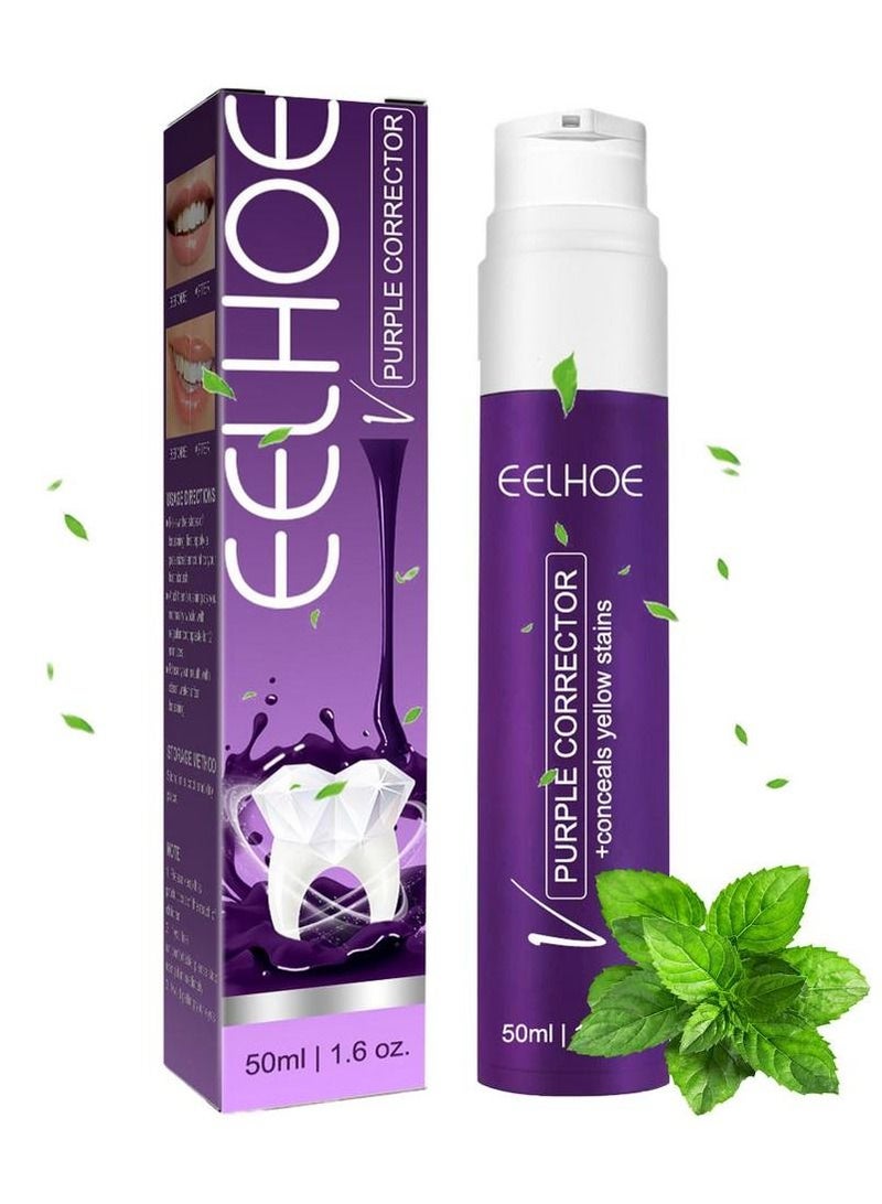 EELHOE 50ml Repair Bright White Purple Toothpaste Gel Gentle Whitening Toothpaste Stains Remove Plaque Fresh Breath Dental Care - Image 1
