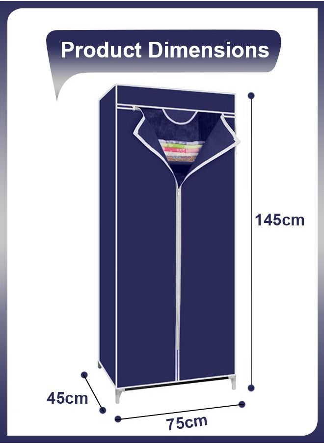 DBLEW Portable 2 Layer Freestanding Wardrobe Closet Clothes Storage Organizer With Hanging Rack & Waterproof Non-Woven Fabric Cover For Shirts Suits Blankets Bed Sheets Pants Shoes  - Image 5