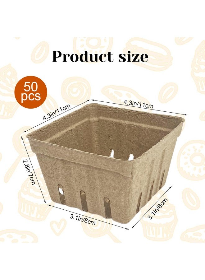 Rainmae 50 Pack Natural Pulp Fiber Berry Basket, Molded Berry Basket Produce Vented Container for Strawberry Blueberry Raspberry and Vegetable, Farmer Market, Grocery Stores, Backyard Party - Image 2