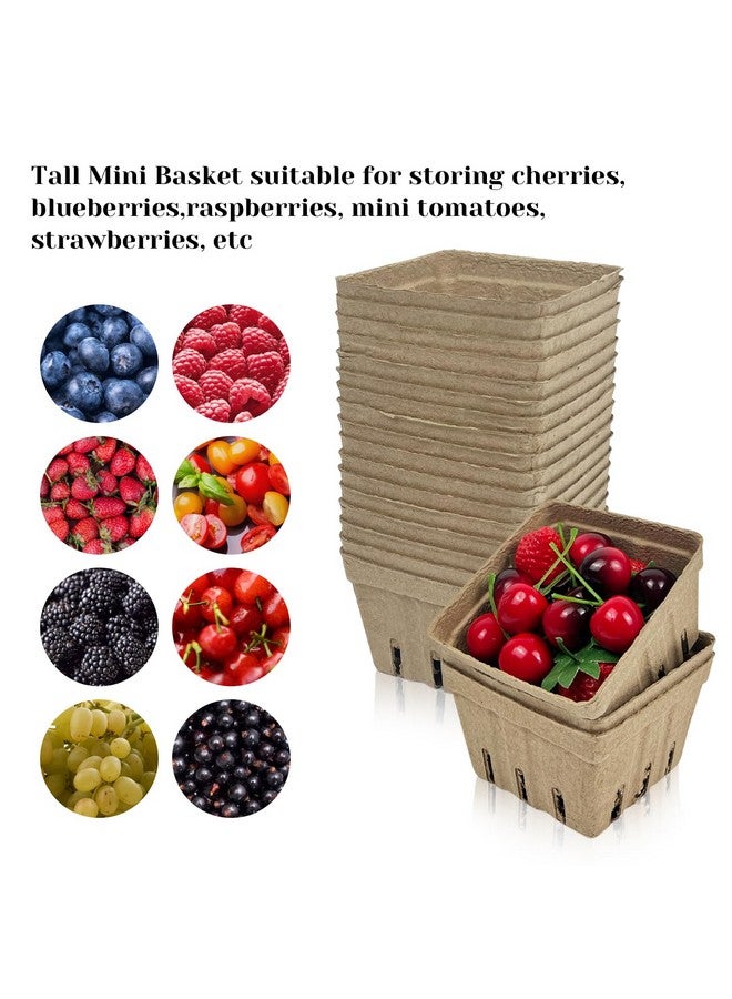 Rainmae 50 Pack Natural Pulp Fiber Berry Basket, Molded Berry Basket Produce Vented Container for Strawberry Blueberry Raspberry and Vegetable, Farmer Market, Grocery Stores, Backyard Party - Image 3