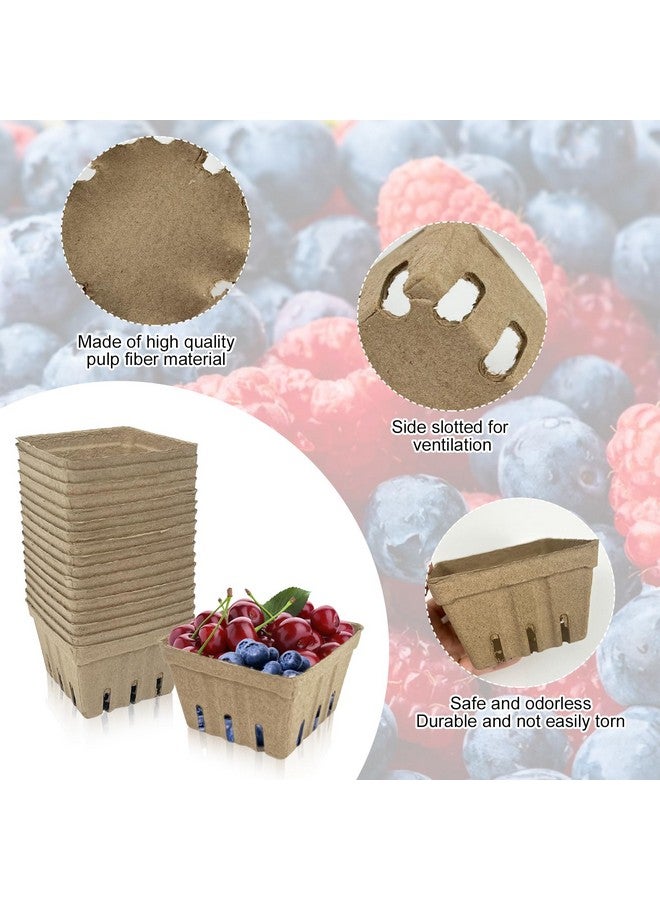 Rainmae 50 Pack Natural Pulp Fiber Berry Basket, Molded Berry Basket Produce Vented Container for Strawberry Blueberry Raspberry and Vegetable, Farmer Market, Grocery Stores, Backyard Party - Image 4