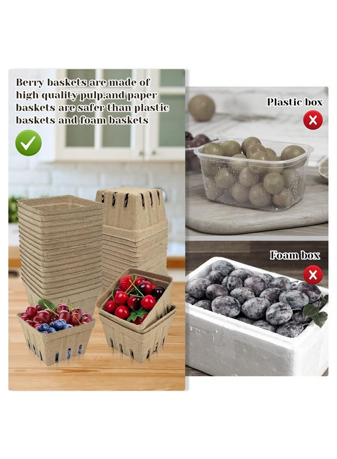 Rainmae 50 Pack Natural Pulp Fiber Berry Basket, Molded Berry Basket Produce Vented Container for Strawberry Blueberry Raspberry and Vegetable, Farmer Market, Grocery Stores, Backyard Party - Image 5