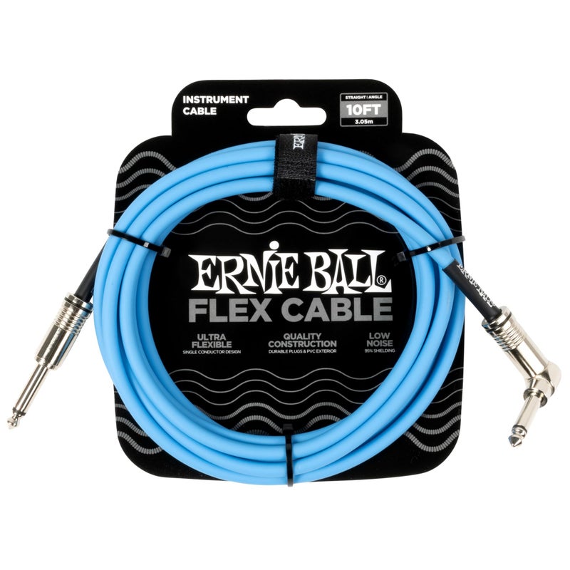 Ernie Ball Flex Instrument Cable Straight/Angle 10ft - Blue (P06464) - Image 2