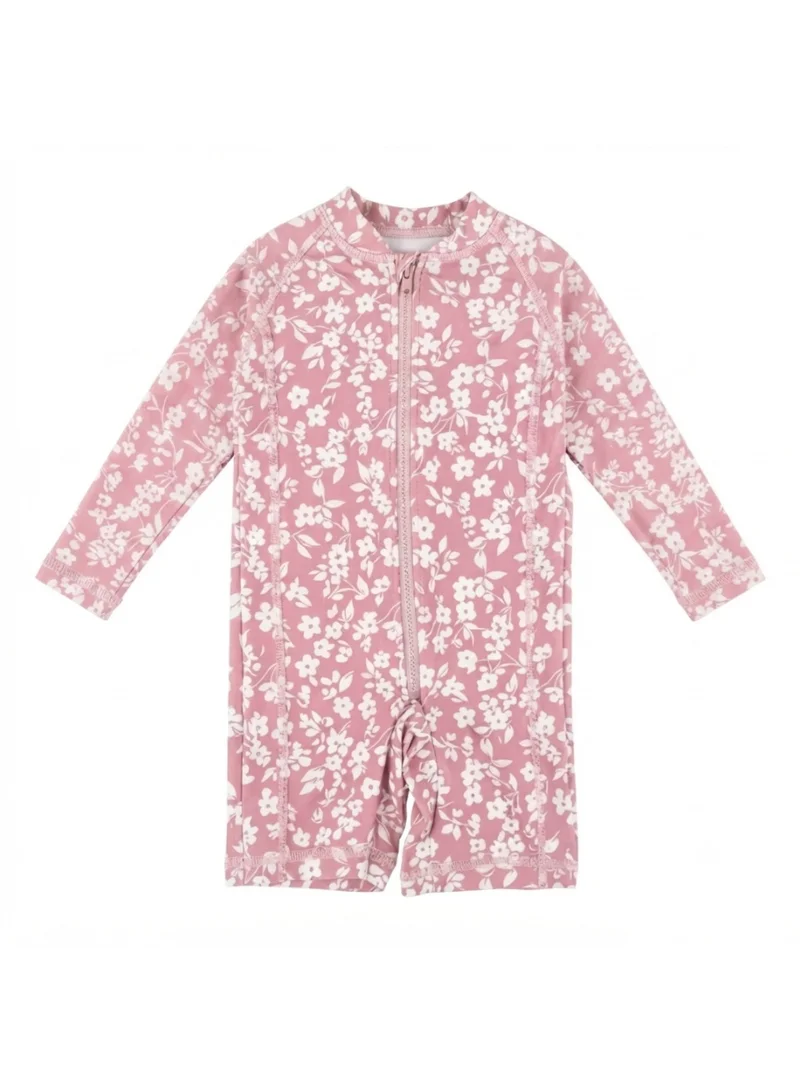 سليبستوب Slipstop Rose Flower Baby Girls One Piece Full Print Swimsuit - Quick Dry UV Sun Protection Swimwear