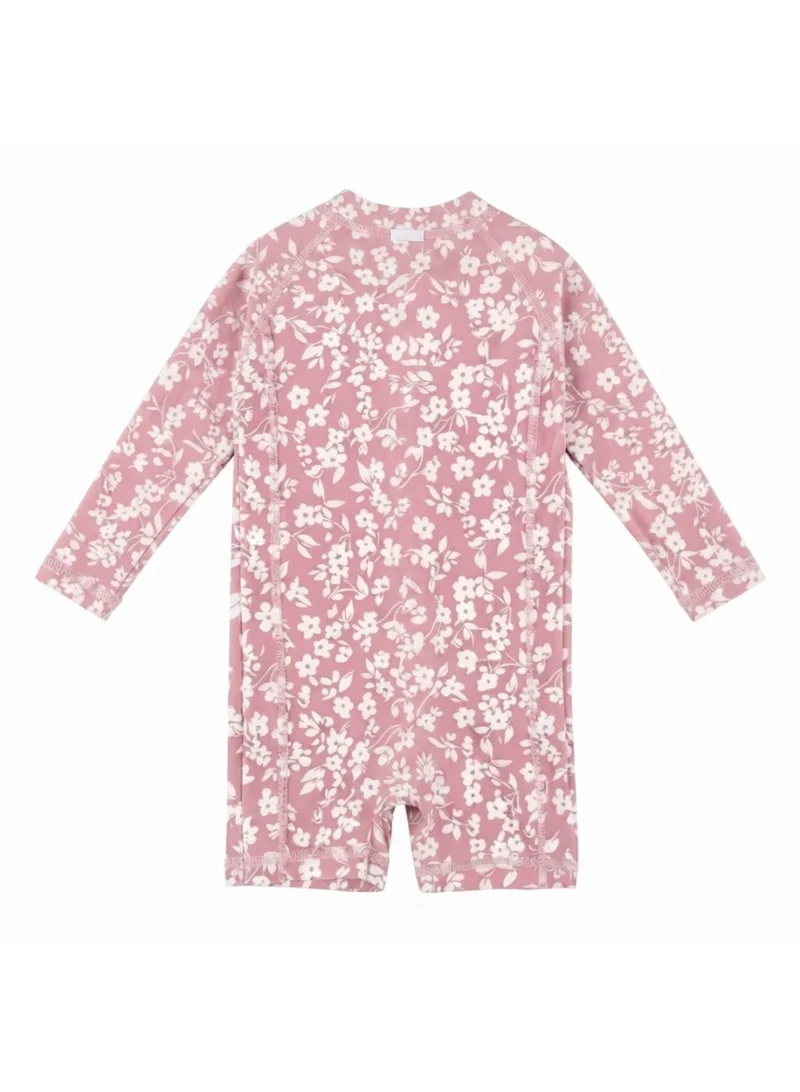 سليبستوب Slipstop Rose Flower Baby Girls One Piece Full Print Swimsuit - Quick Dry UV Sun Protection Swimwear